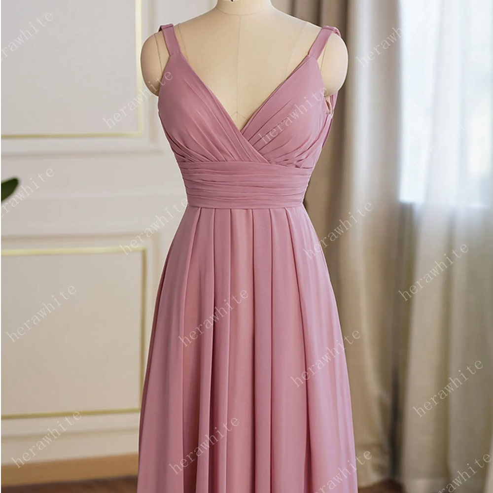 
                      
                        Dusty Pink Elegant Ruched Bodice Bridesmaid Dress
                      
                    