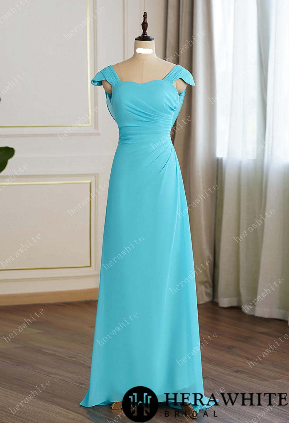 Pleated Cap Sleeves with Cowl Back Bridesmaid Dress TulleLux
