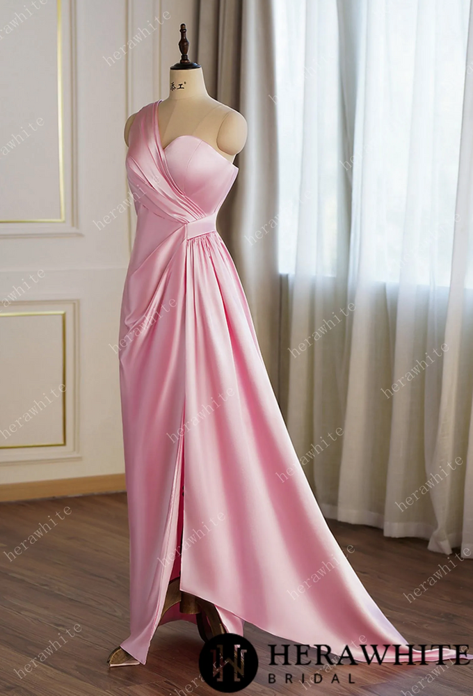 
                      
                        One-Shoulder Shining Spandex with Side Split Bridesmaid Dress
                      
                    