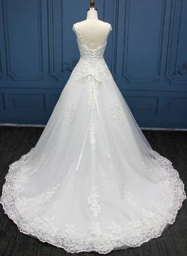 
                      
                        Embellished Beaded Lace A Line Wedding Bridal Gown
                      
                    