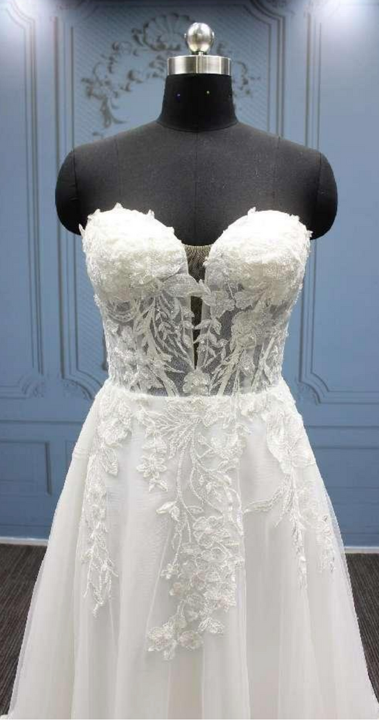 Sweetheart Sleeveless Bead Lace A Line Bridal Gown