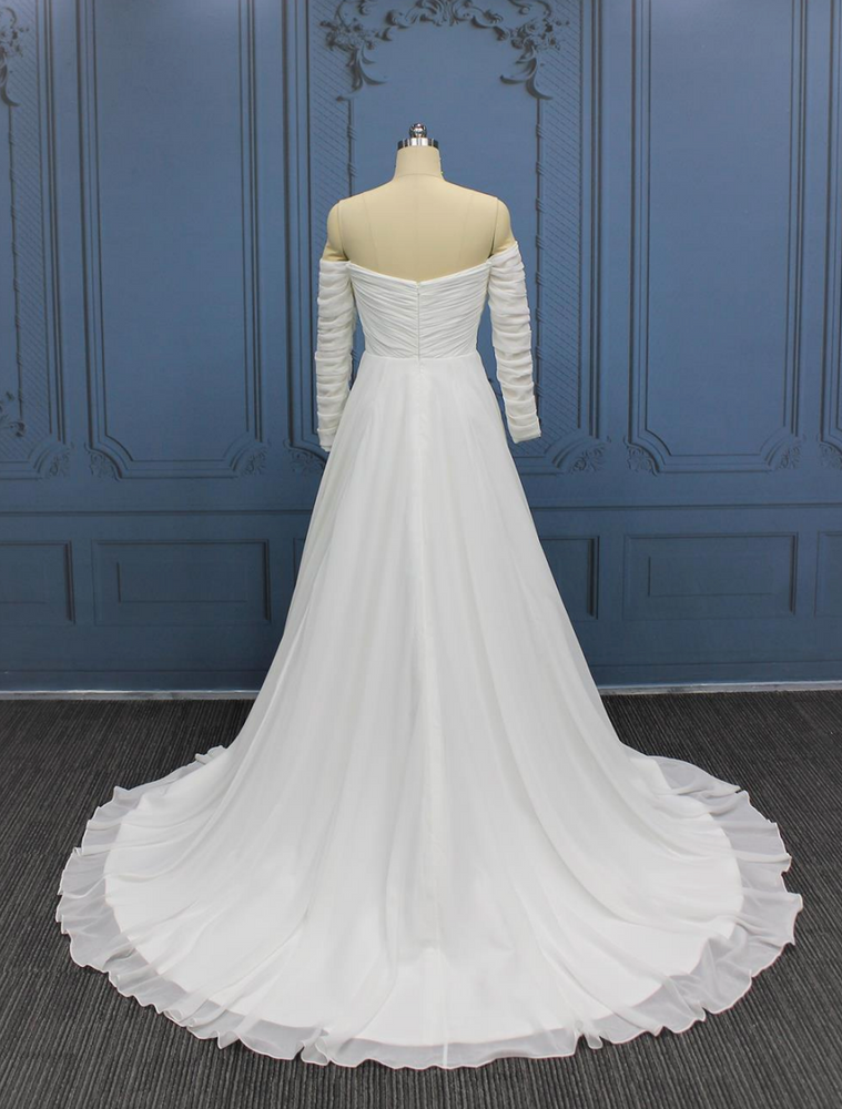 
                      
                        Draped Pleated Chiffon A Line Wedding Bridal Gown
                      
                    