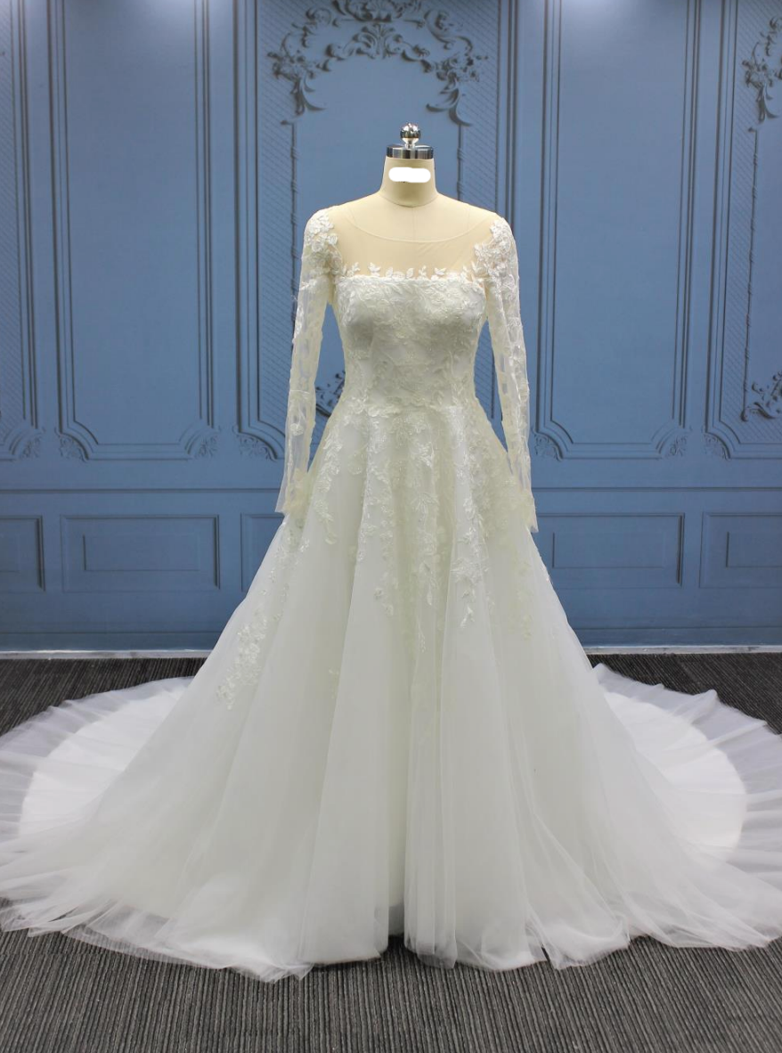 Lined Lace A Line Wedding Bridal Gown