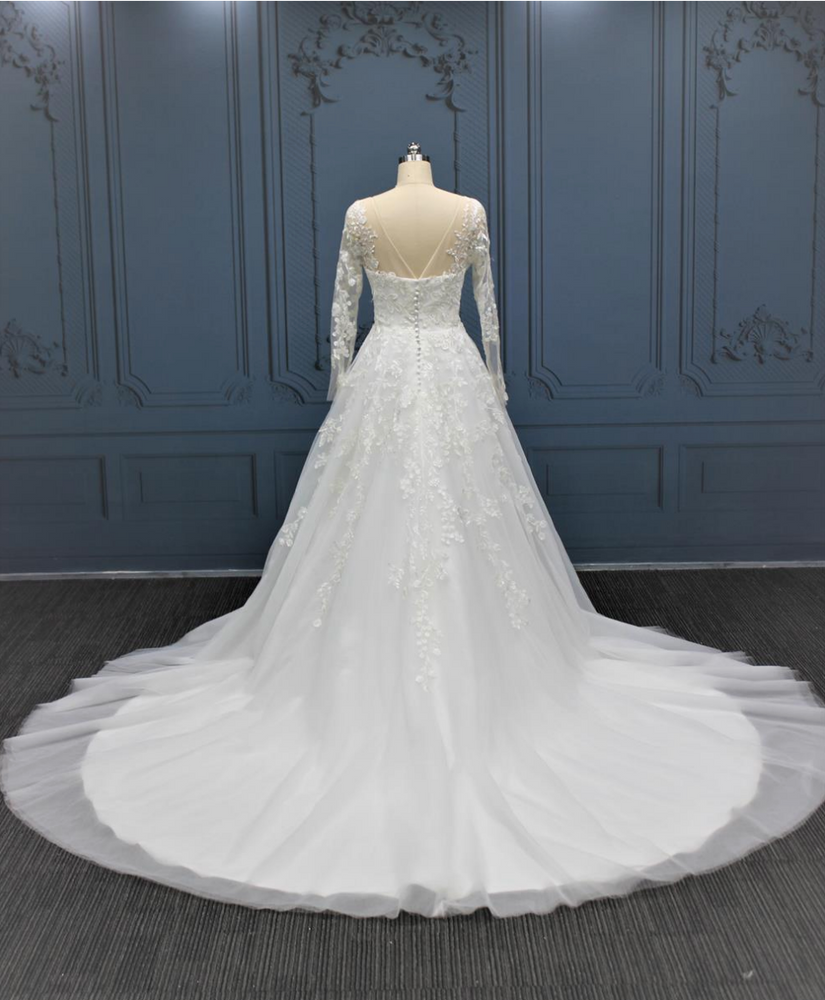 
                      
                        Lined Lace A Line Wedding Bridal Gown
                      
                    