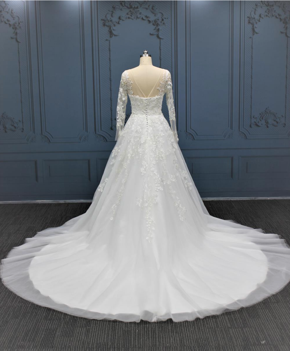 Lined Lace A Line Wedding Bridal Gown
