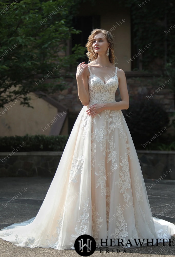 
                      
                        Ethereal A-Line Wedding Dress with Frosted Flower Lace
                      
                    