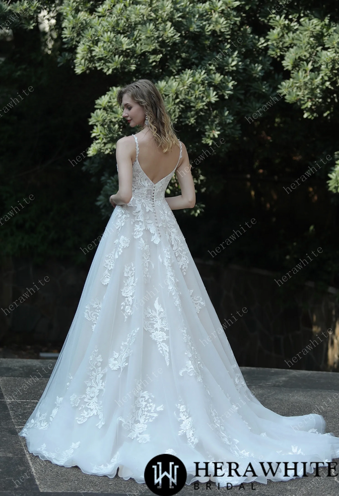 
                      
                        Ethereal A-Line Wedding Dress with Frosted Flower Lace
                      
                    