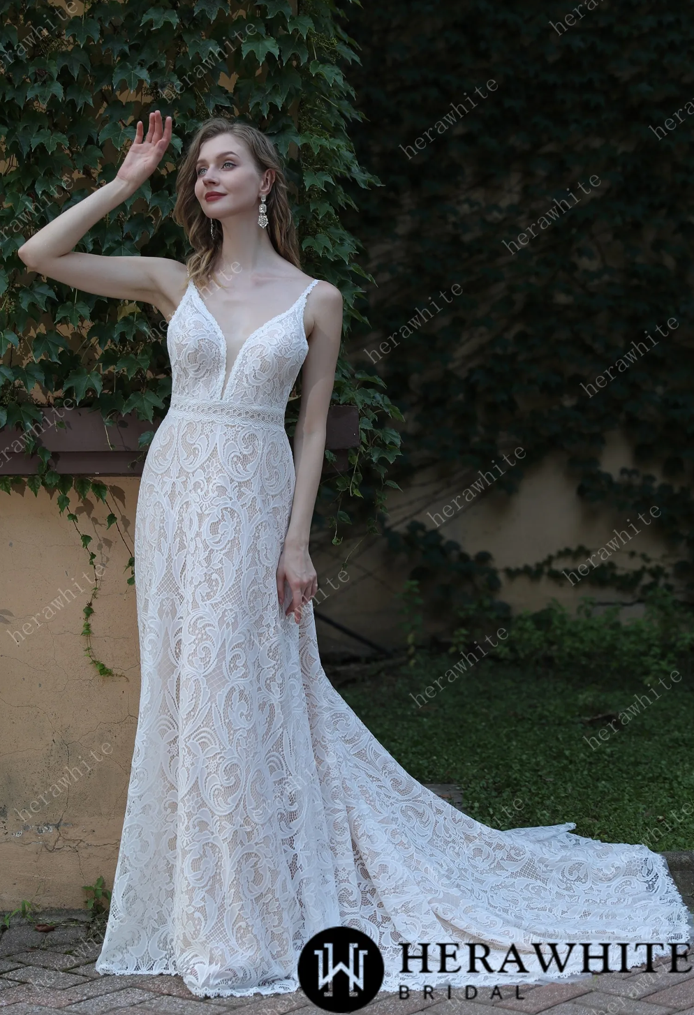 Summer Boho Lace Wedding Dress With Spaghetti Straps