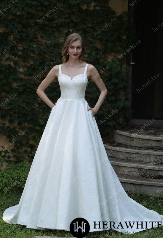Minimalist Chic Modern Ballgown Wedding Dress With Shoulder Straps –  TulleLux Bridal Crowns & Accessories