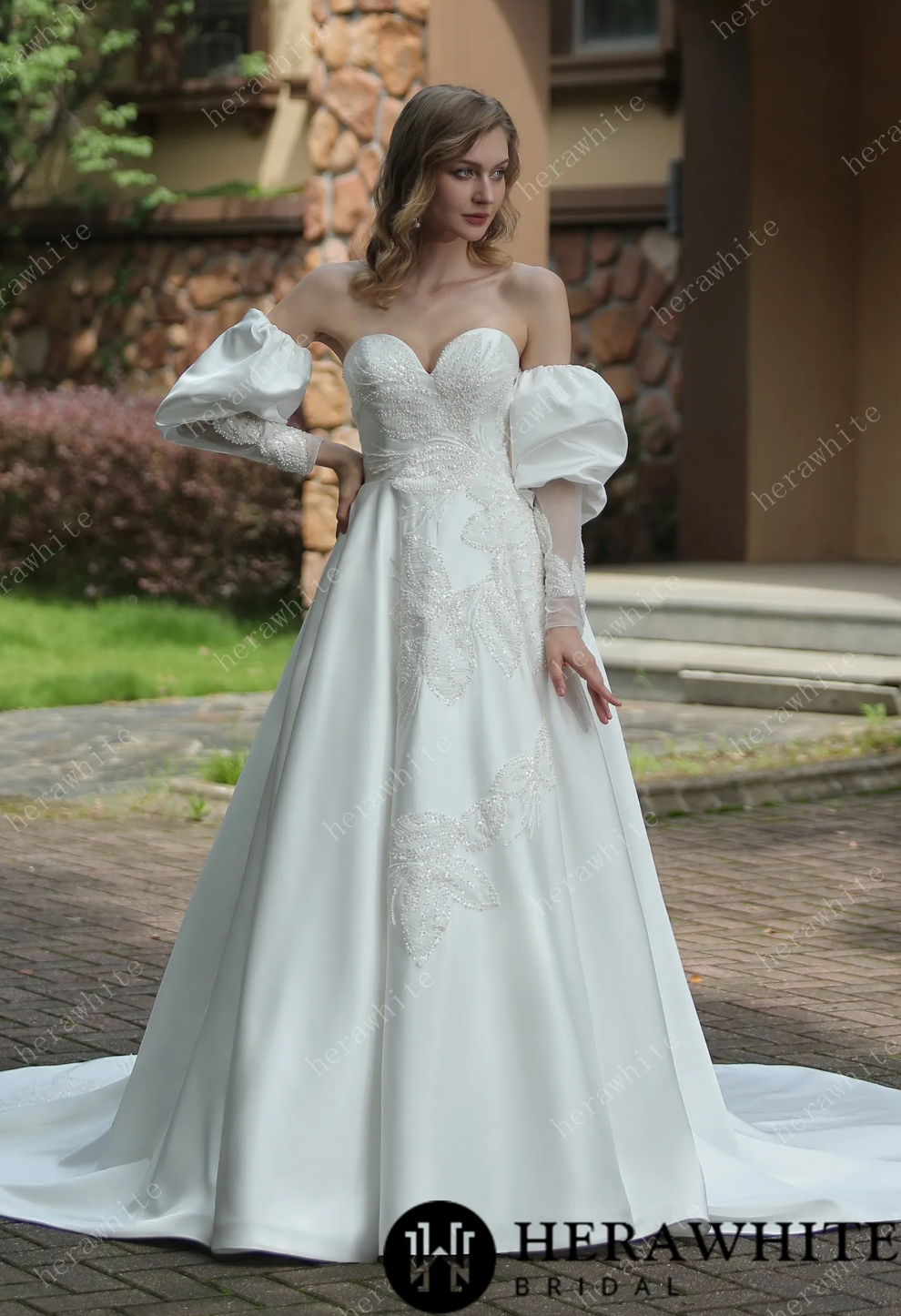Satin sweetheart wedding sales dress