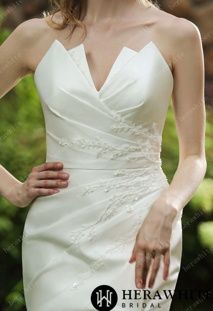 
                      
                        Strapless Silky Satin Wedding Dress With Detachable Overskirt
                      
                    