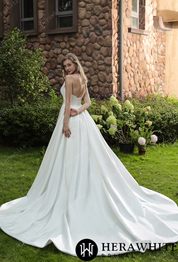 
                      
                        Strapless Silky Satin Wedding Dress With Detachable Overskirt
                      
                    