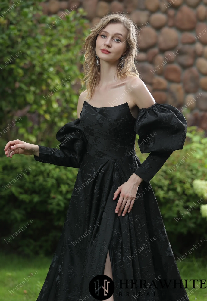 
                      
                        Scoop Neckline Brocade Satin Ballgown with Pockets
                      
                    