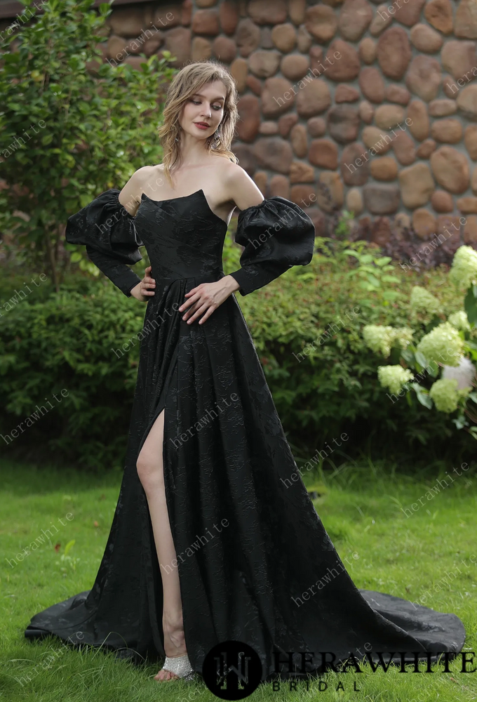 
                      
                        Scoop Neckline Brocade Satin Ballgown with Pockets
                      
                    