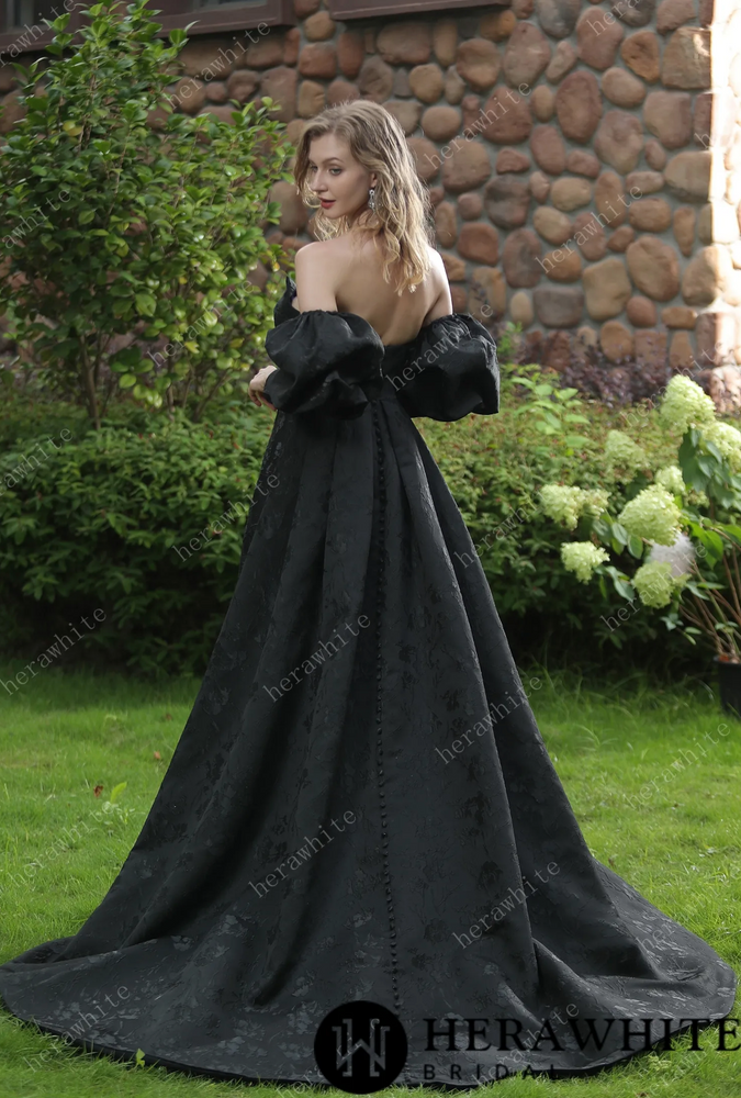 
                      
                        Scoop Neckline Brocade Satin Ballgown with Pockets
                      
                    