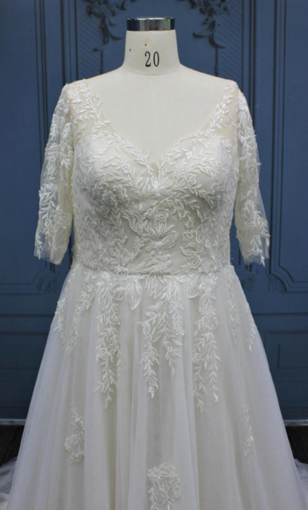 
                      
                        Lace A line Lace Up Plus Size Bridal Gown
                      
                    