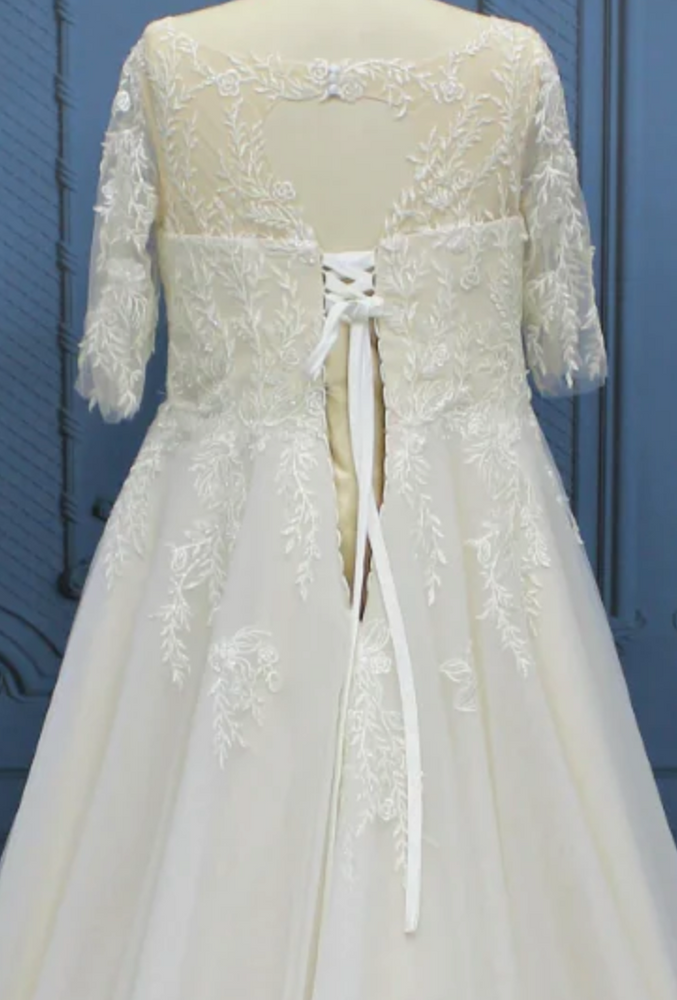 
                      
                        Lace A line Lace Up Plus Size Bridal Gown
                      
                    