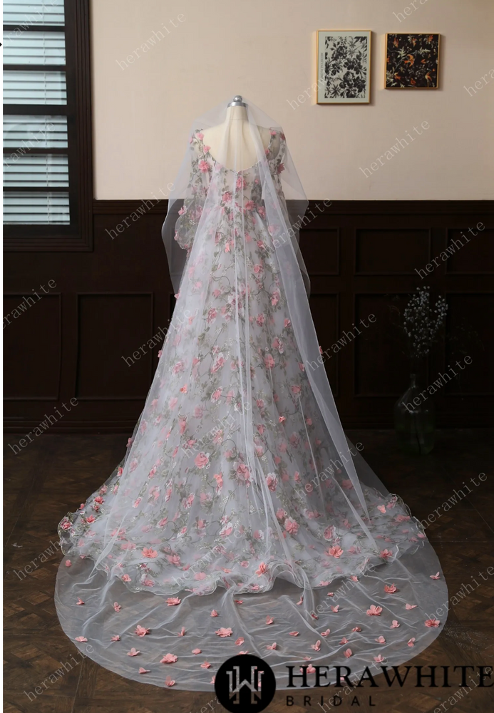 
                      
                        3D Lace Flower Cathedral Length Wedding Veil
                      
                    