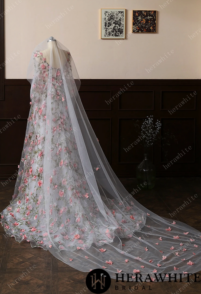 
                      
                        3D Lace Flower Cathedral Length Wedding Veil
                      
                    