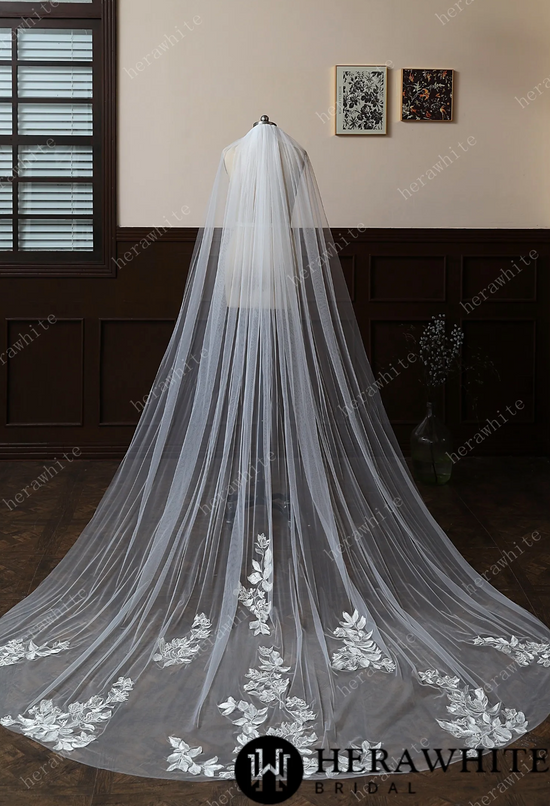 Load image into Gallery viewer, Floral And Dreamy Cathedral Length Bridal Veil

