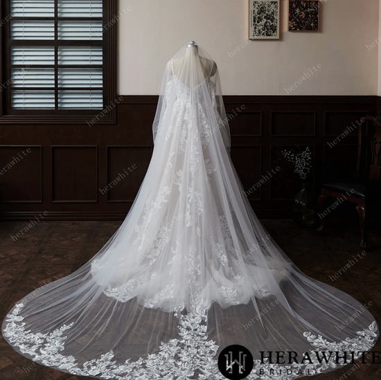 Load image into Gallery viewer, Elegant Lace Cathedral Length Bridal Veil
