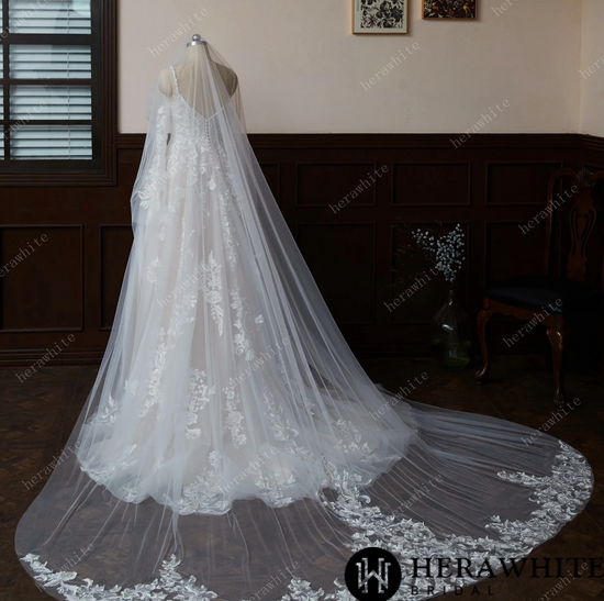 Load image into Gallery viewer, Elegant Lace Cathedral Length Bridal Veil
