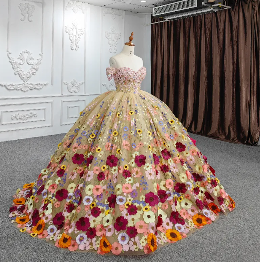 
                      
                        Quinceanera Flower Ball Gown Dress
                      
                    