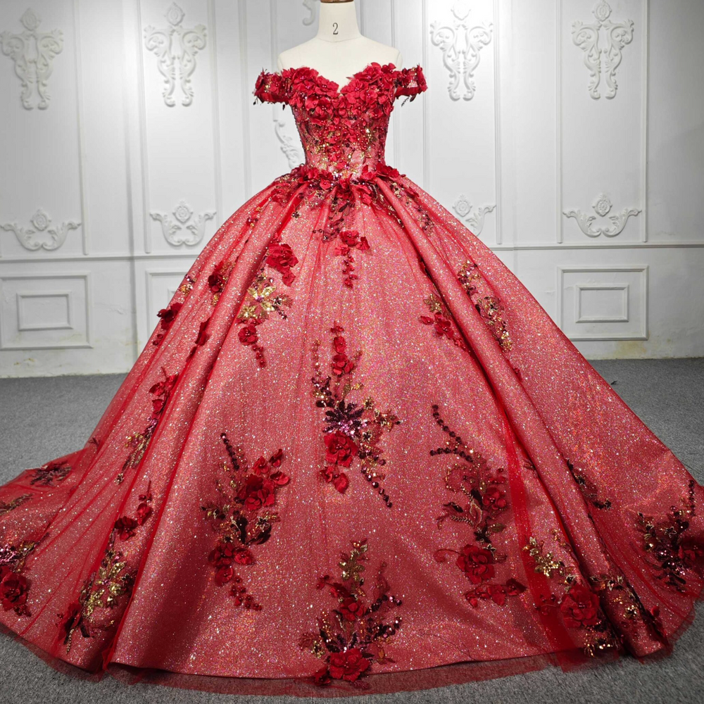 
                      
                        Red Flower Quinceañera Dress
                      
                    