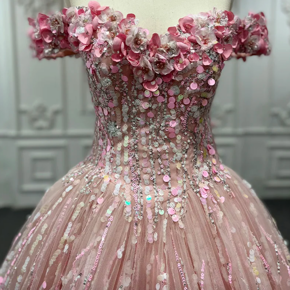 
                      
                        Pink Sequined Quinceañera Dress
                      
                    