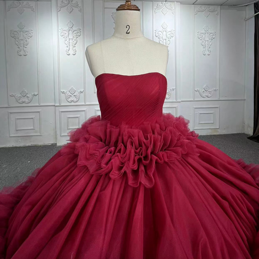 
                      
                        Peplum Red Sleveless Quinceañera Ball Gown Party Dress
                      
                    