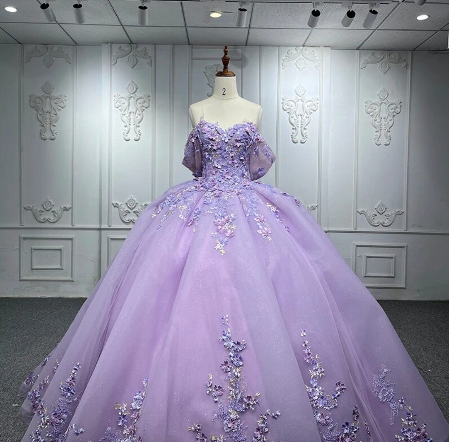 Purple Quinceanera Flower Bow Ball Gown Dress – TulleLux Bridal Crowns ...