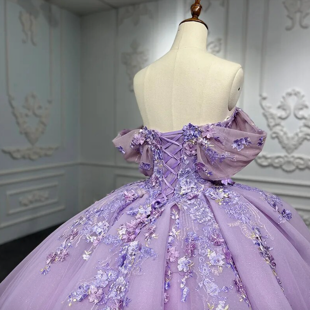 
                      
                        Purple Quinceanera Flower Bow Ball Gown Dress
                      
                    