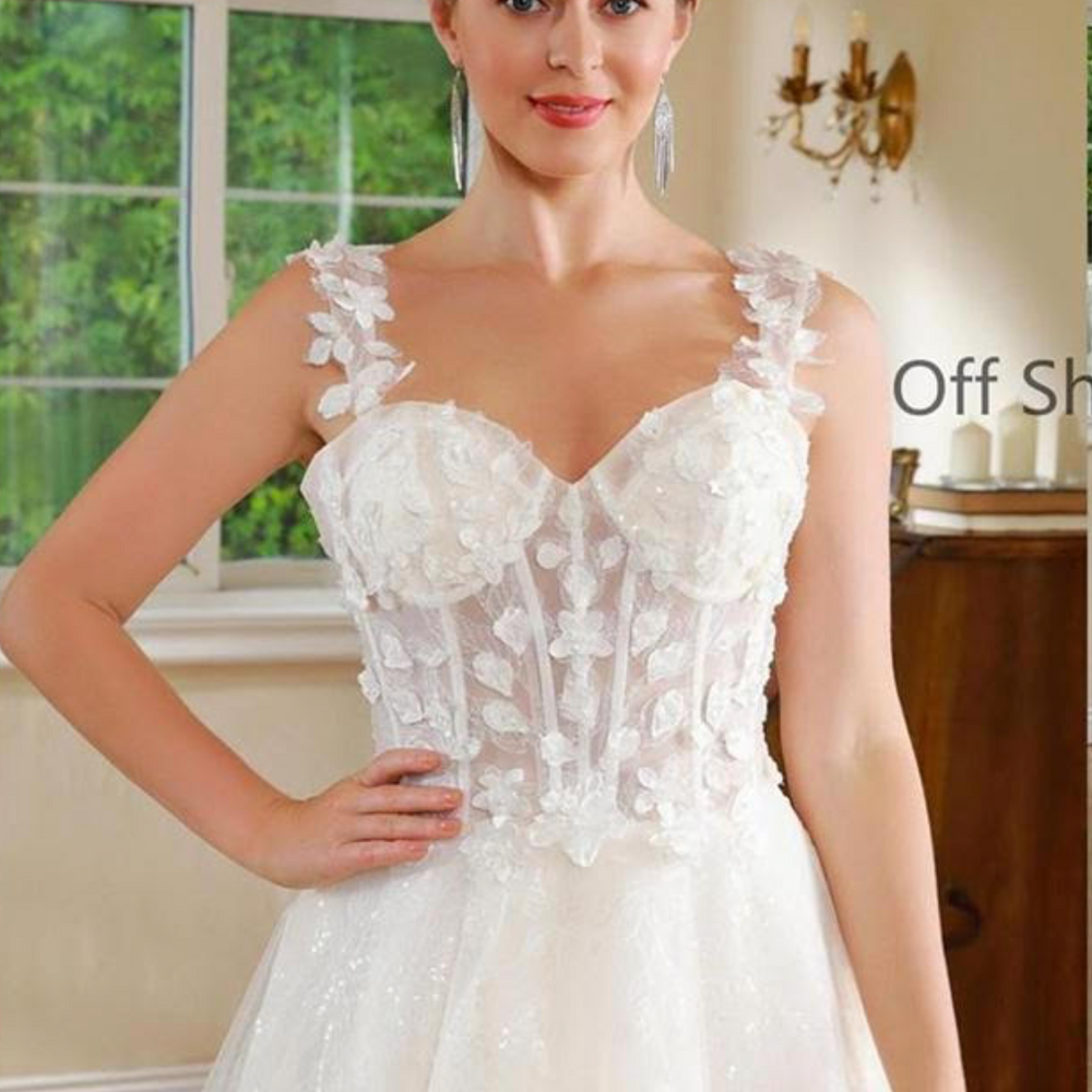 Corset Style Floral Lace A Line Wedding Dress