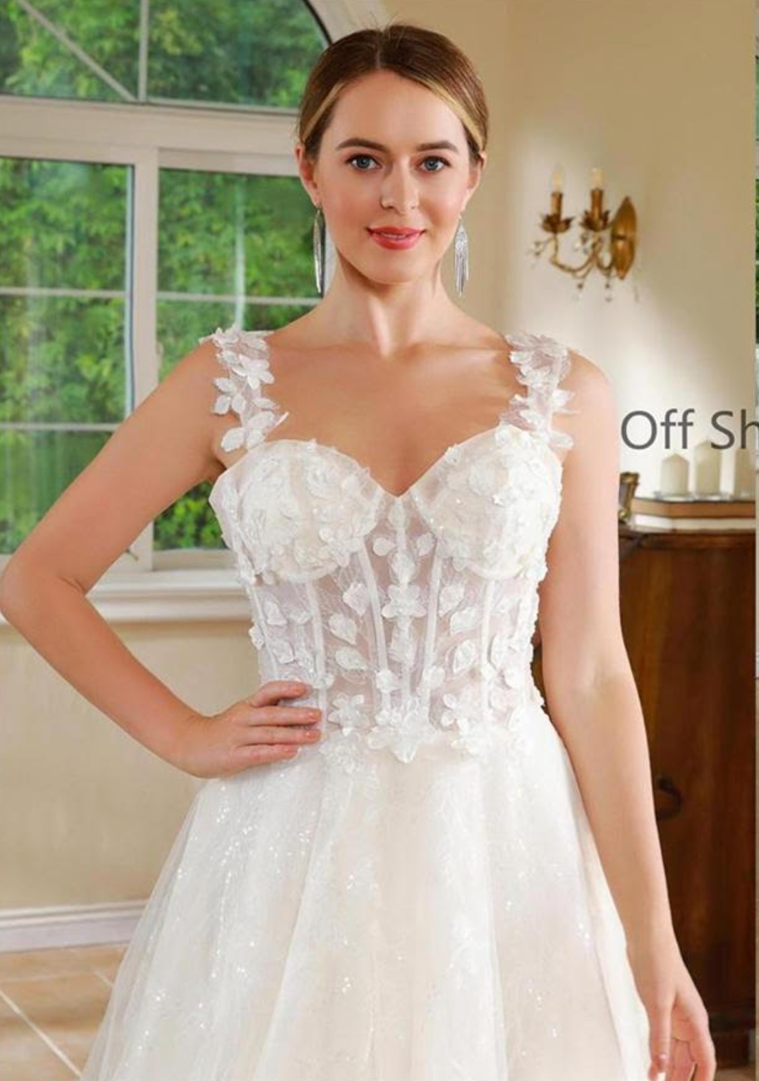 Corset Style Floral Lace A Line Wedding Dress