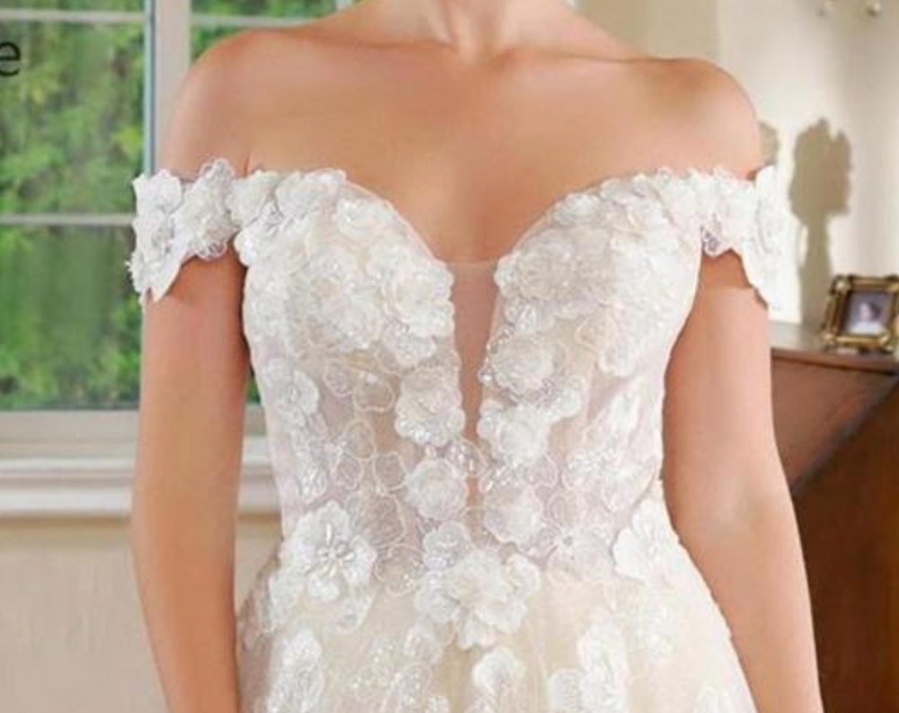 
                      
                        Plunge V Tulle Floral Lace A Line Wedding Dress
                      
                    