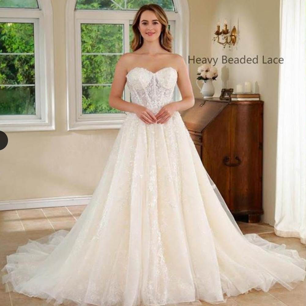 Sequined Illusion Lace A Line Bridal Gown