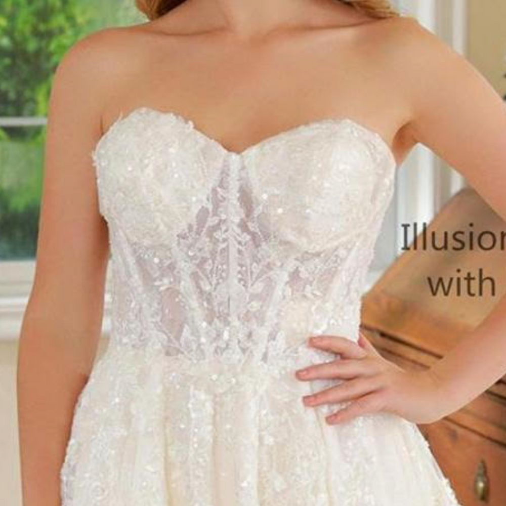 
                      
                        Sequined Illusion Lace A Line Bridal Gown
                      
                    