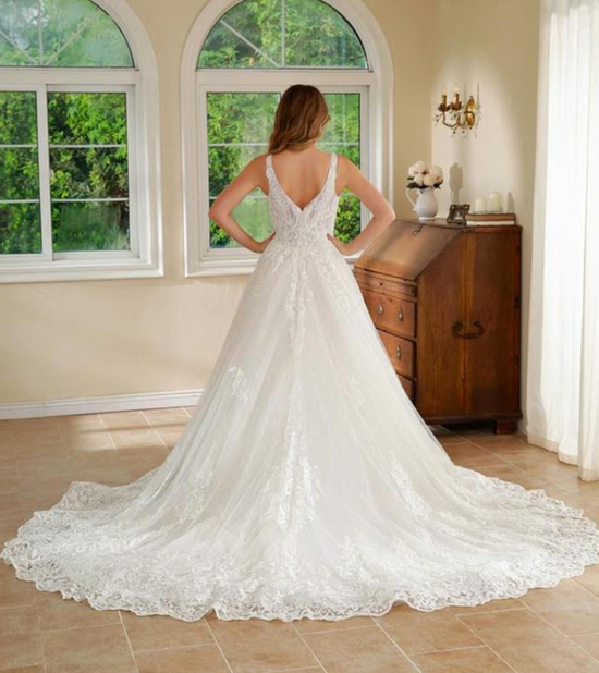 Beaded Lace A Line Bridal Wedding Gown