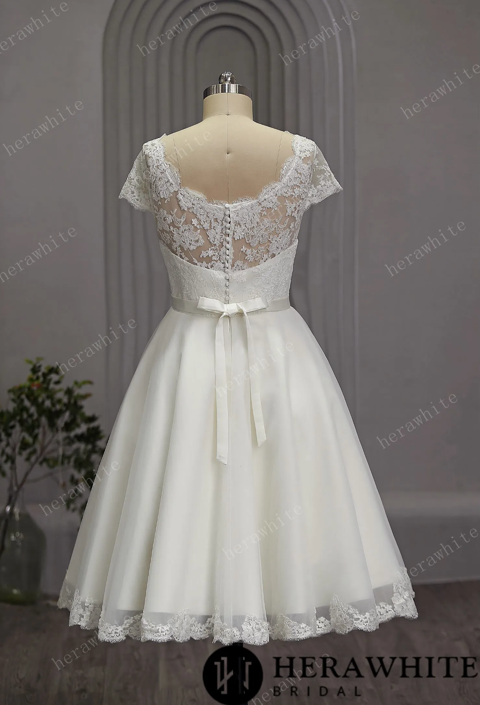 Short Tulle Knee Length Wedding Dress with Cap Sleeve – TulleLux Bridal  Crowns u0026 Accessories