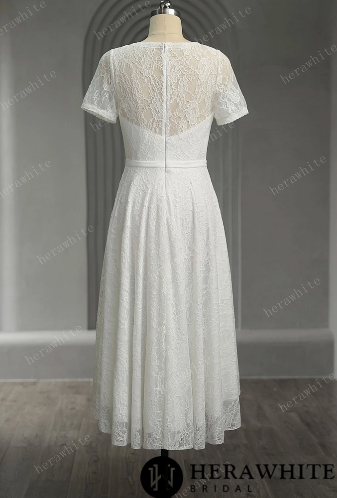 Classic Lace Short Wedding Dress