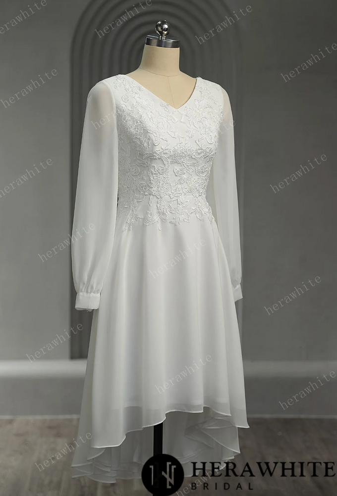 
                      
                        Unique Chiffon Long Sleeves Short Wedding Dress
                      
                    