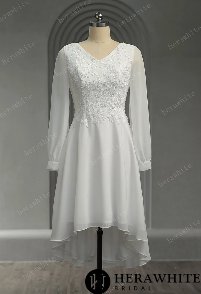 
                      
                        Unique Chiffon Long Sleeves Short Wedding Dress
                      
                    