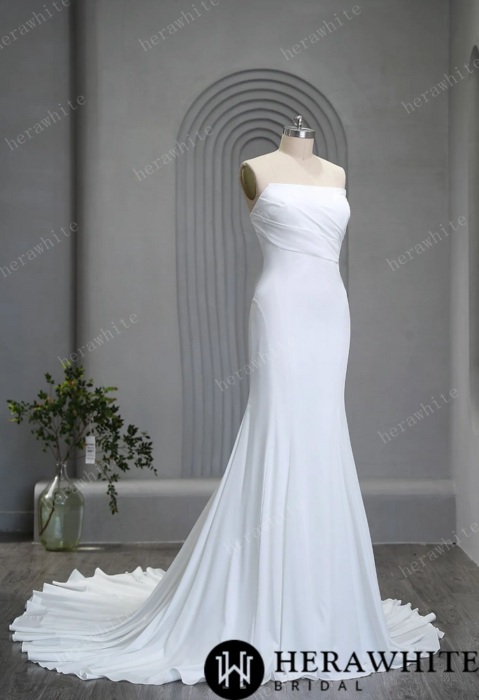 
                      
                        Graceful Strapless Pleated Crepe Wedding Gown
                      
                    