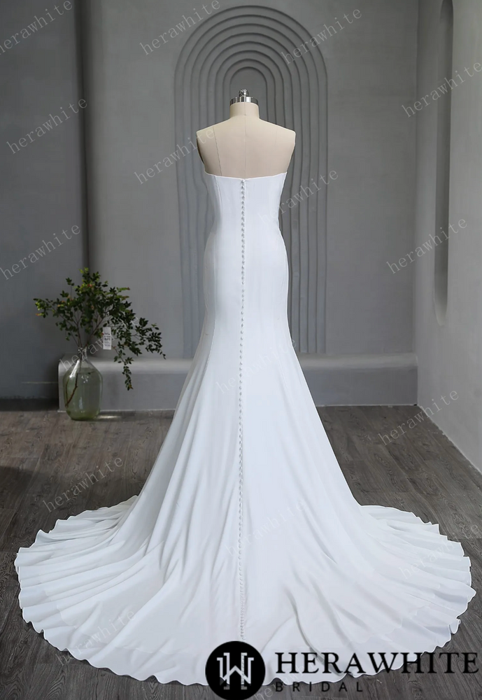 
                      
                        Graceful Strapless Pleated Crepe Wedding Gown
                      
                    