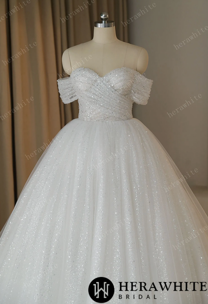 
                      
                        Shiny Crystal Off The Shoulder Ball Gown Wedding Dress
                      
                    