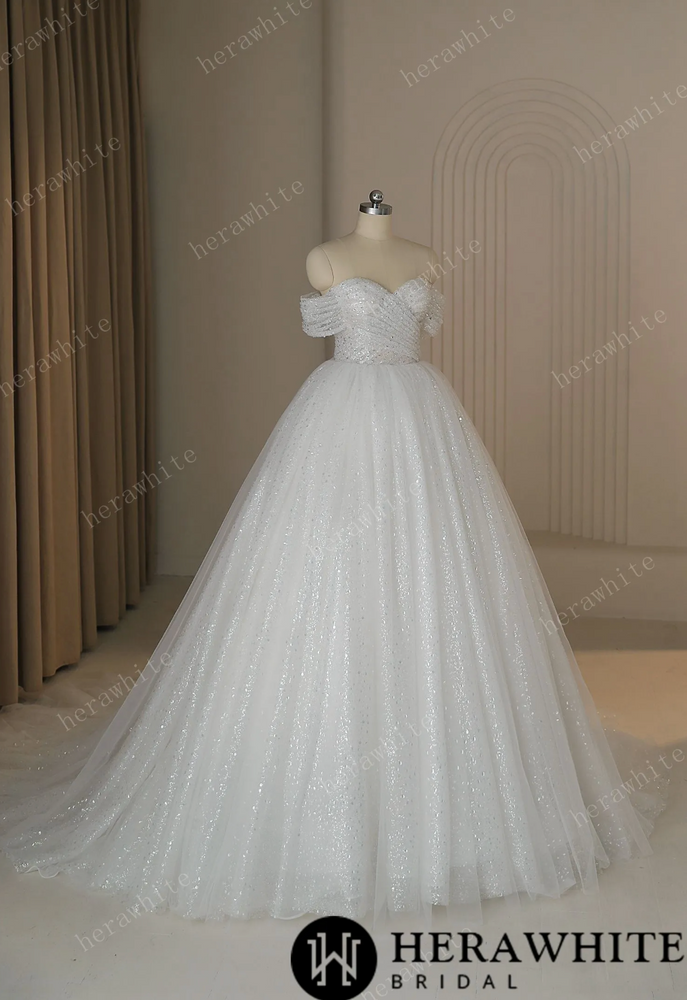 
                      
                        Shiny Crystal Off The Shoulder Ball Gown Wedding Dress
                      
                    