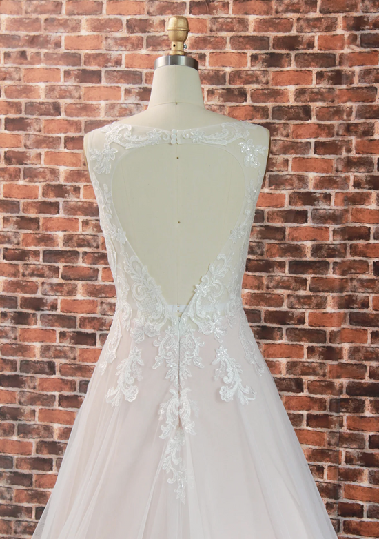 Ultra-Romantic V-Neck Heart-Shape Back Wedding Gown