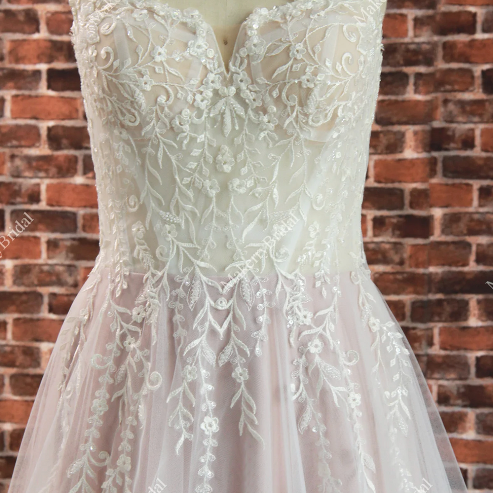 
                      
                        Beautiful Ethereal A-Line Wedding Dress with Spaghetti Straps
                      
                    