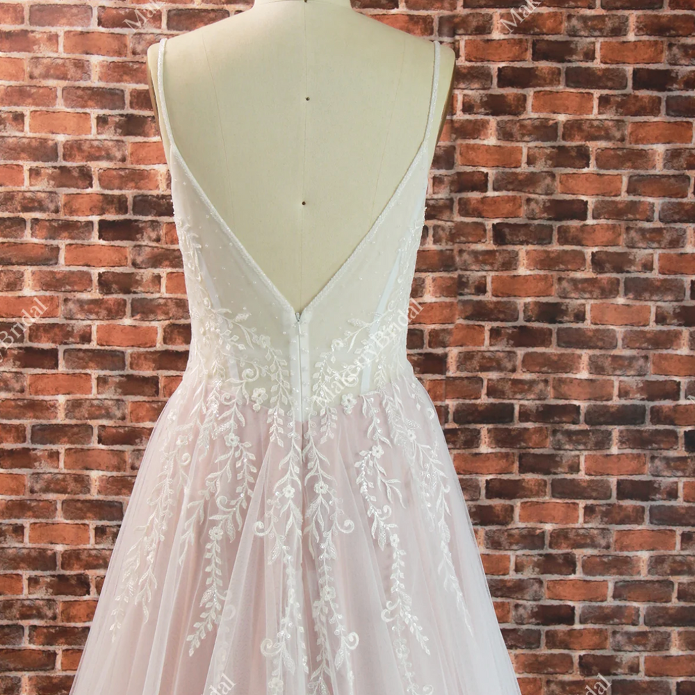 
                      
                        Beautiful Ethereal A-Line Wedding Dress with Spaghetti Straps
                      
                    