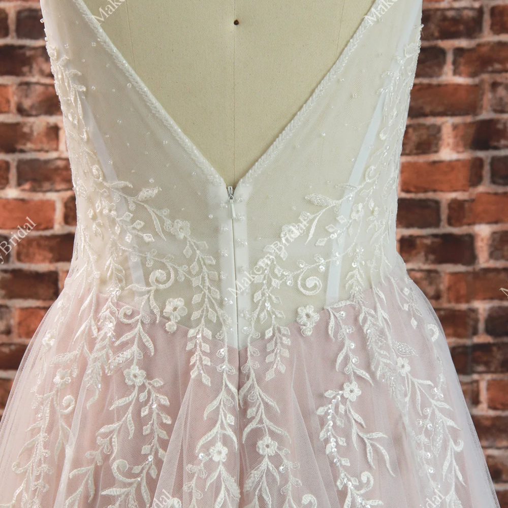 
                      
                        Beautiful Ethereal A-Line Wedding Dress with Spaghetti Straps
                      
                    